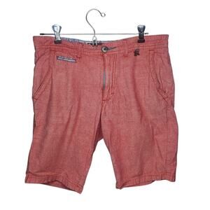 Modern Amusement Shorts 100% Cotton Flat Front Salmon Red Pink 30